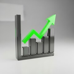 Ascending Growth Chart: Green Arrow & Bar Graph