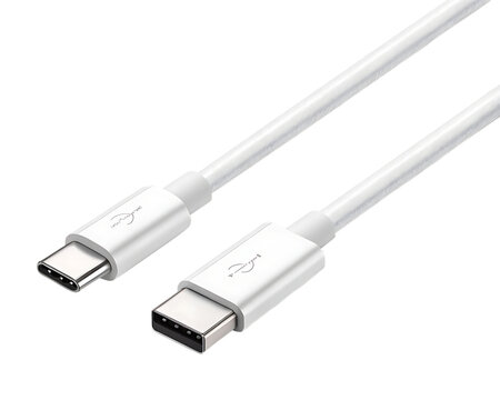 White usb type c cable charger cord data transfer connector on transparent background