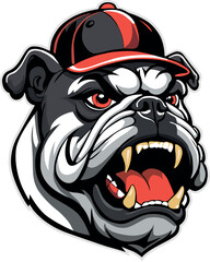 BULLDOG WITH BASEBALL CAP