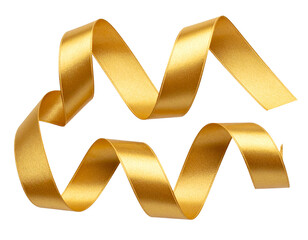  “Elegant Wavy Golden Ribbon Banner, isolated on transparent background PNG