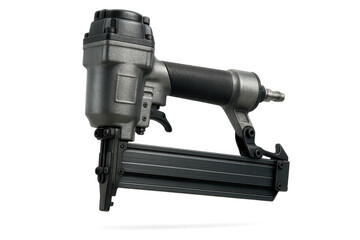 Powerful pneumatic nail gun isolated on transparent background, professional tool.