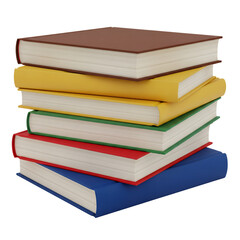 A Stack of Colorful Hardcover Books Ready for Reading and Learning png isolated on transparent...