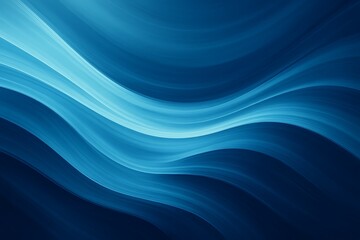 Abstract flowing waves of light blue and deep blue hues create a serene backdrop