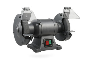 Modern powerful bench grinder isolated on a transparent background, workshop tool