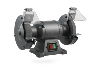 Modern powerful bench grinder isolated on a transparent background, workshop tool