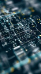 Futuristic Cybersecurity Circuit Blueprint: High-Tech Digital Engineering Design