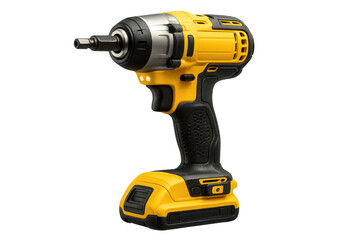 Cordless impact driver power tool isolated on transparent background, professional.