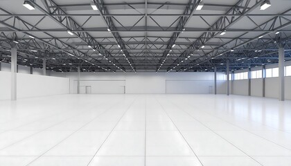Empty industrial warehouse interior.