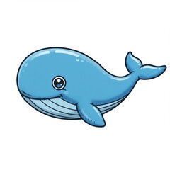 Obraz premium Cute Blue Cartoon Whale Illustration