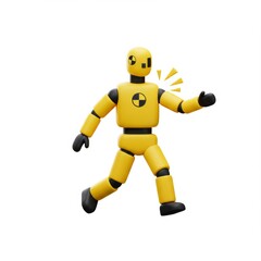 Fototapeta premium 3D Render of Yellow Crash Test Dummy Walking