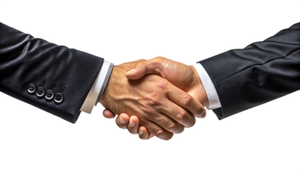 Business handshake symbolizing agreement on white background
