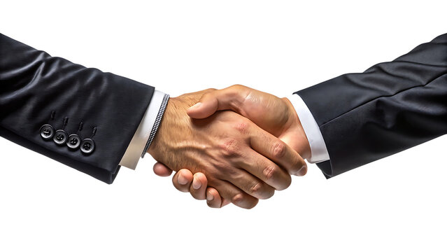 Business handshake symbolizing agreement on white background - Powered by Adobe