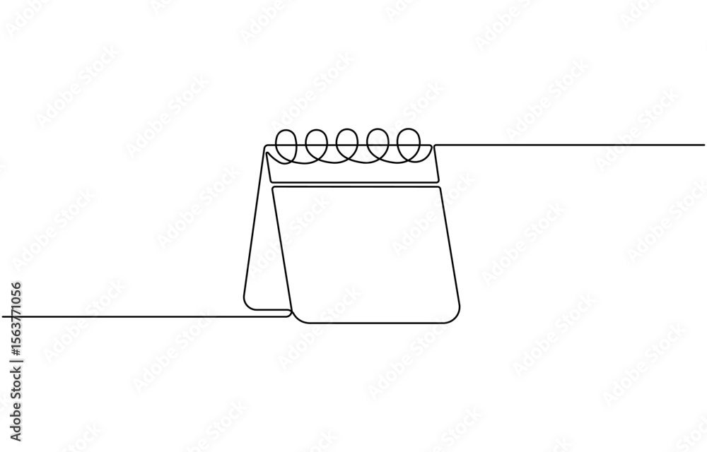 Poster table calendar one line drawing and isolated continuous outline vector illustration, calendar contin
