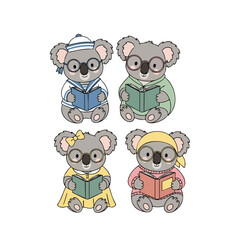 Cute Hand Drawn Koala Reading Book Illustration for Children