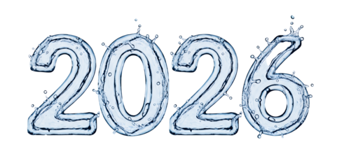 The Year Twenty Twenty Six Ice Effect Number Digits Design png isolated on transparent background