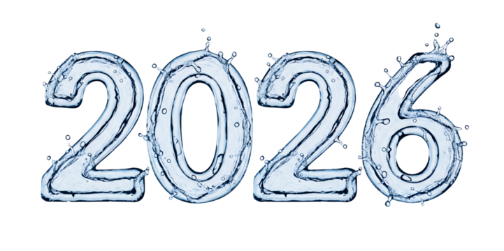 The Year Twenty Twenty Six Ice Effect Number Digits Design png isolated on transparent background