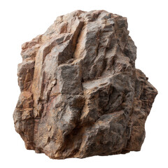 Large rock formation with rough texture isolated on transparent background