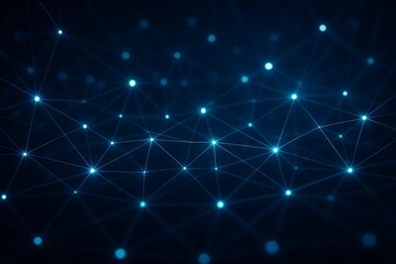 Abstract network of glowing blue nodes and connecting lines on a dark background