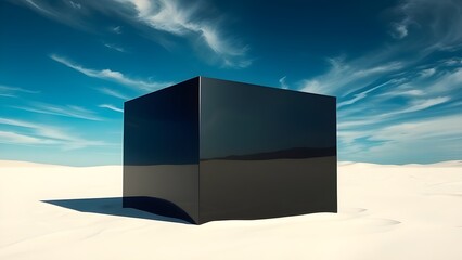 모래사막 가운데 블랙박스A black box in the middle of the sand desert