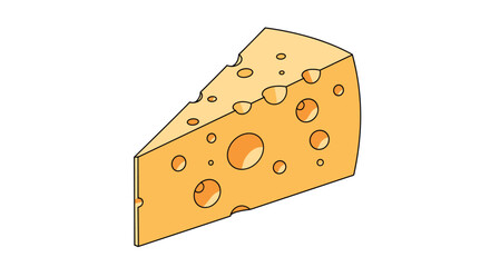 A Delicious Wedge of Swiss Cheese With Many Holes Showing its Delicious Texture and Flavor