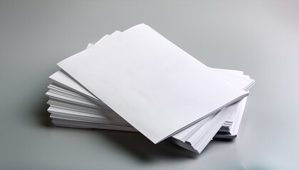 blank white flyers stacked on a light gray background