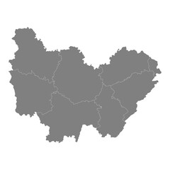 High Quality map of Bourgogne-Franche-Comte is a region of France, with borders of the departments