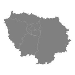 Fototapeta premium High Quality map of Ile-de-France is a region of France, with borders of the departments
