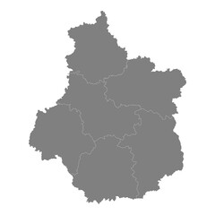High Quality map of Centre-Val de Loire is a region of France, with borders of the departments