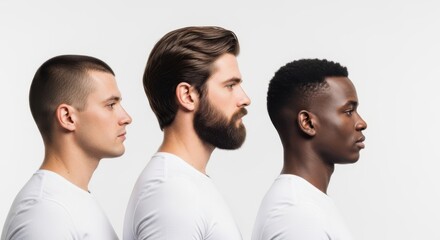 Three men of different ethnicities standing side by side