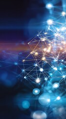 Quantum Connections: Futuristic Abstract Data Visualization in Blue Lights
