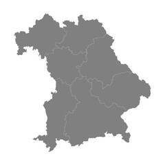 High Quality map of Bavaria is a state of Germany, with borders of the districts