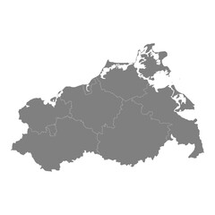 Obraz premium High Quality map of Mecklenburg Vorpommern is a state of Germany, with borders of the districts