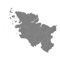 High Quality map of Schleswig Holstein is a state of Germany, with borders of the districts