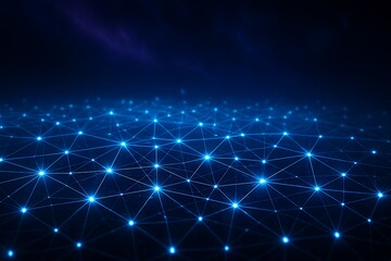 Fototapeta premium Abstract glowing blue network of interconnected points on a dark background