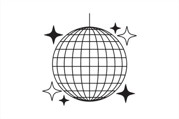 Vibrant black and white patterned disco ball with sparkles for dynamic party vibes.