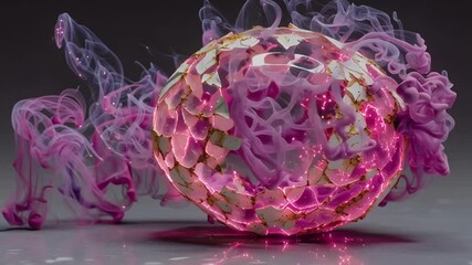 Shattered Egg with Pink Smoke, Abstract Art, and Fantasy. - Powered by Adobe