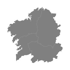 Obraz premium High Quality map of Galicia is a state of Spain, with borders of the districts