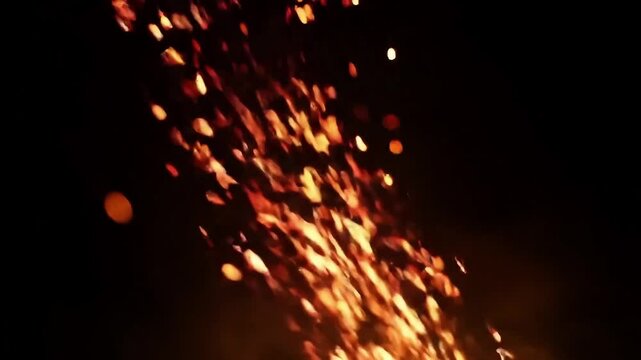 Floating Embers and Sparks Drifting Through Night, Deep Black Backdrop with Light Smoke Layer, Isolated Glowing Particles in Minimalistic Scene + Concept