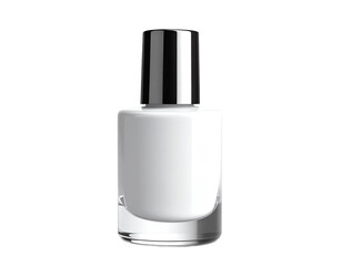 Elegant white nail polish in a glass bottle.