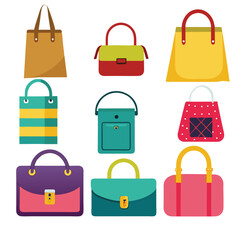 Handbag icon set multiple style collection
