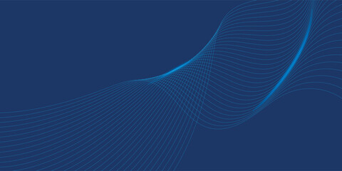 Abstract blue gradient background with shining lines waves. Minimalist background for banner, poster, cover, brochure, flyer, website