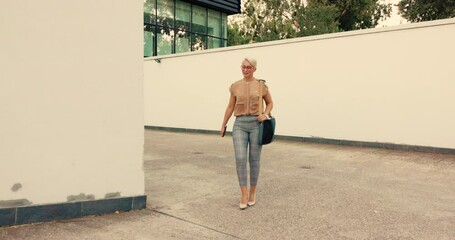 Woman Taking A Walk To Work