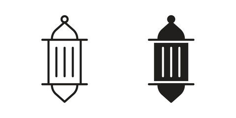 Arabic Lamp icon. Flat and stroke versions. Graphic elements.