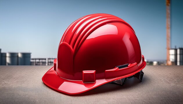 red construction helmet perfect for world day of safety and health at work