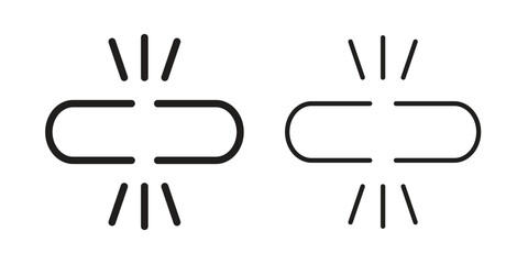Obraz premium Broken link icon. Flat and stroke versions. Graphic elements.