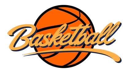 basketball logo inscription with ball. Print for T-shirt, merch, product. Vector EPS10 © Tetiana Kubara
