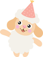 Adorable Little Lamb Celebrating with a Party Hat