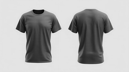Naklejka premium Dark Gray Crew Neck T-Shirt Mockup Front and Back Views