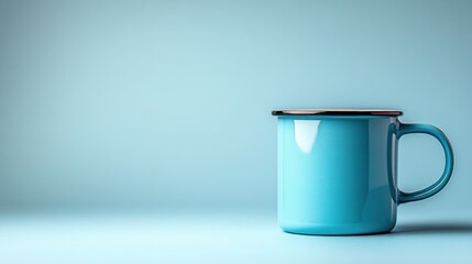 Light blue enamel mug, simple studio shot