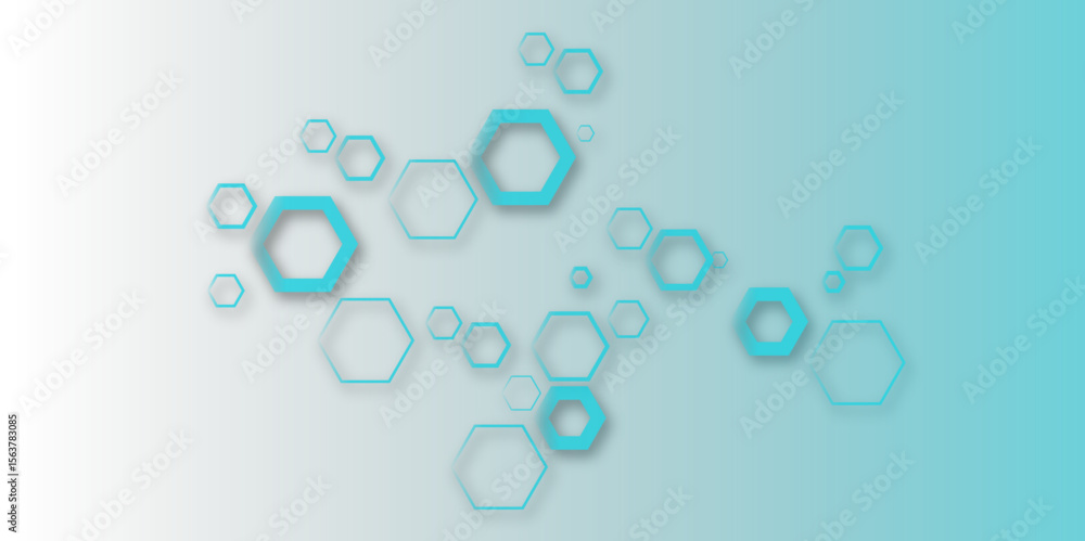 Aufkleber abstract pastel hexagon pattern on white background with soft blue gradient. modern geometric design